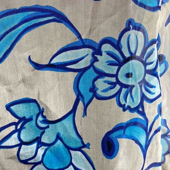 Soft surroundings 100% silk sheer top smocked art to wear dopamine med floral - Picture 8 of 8